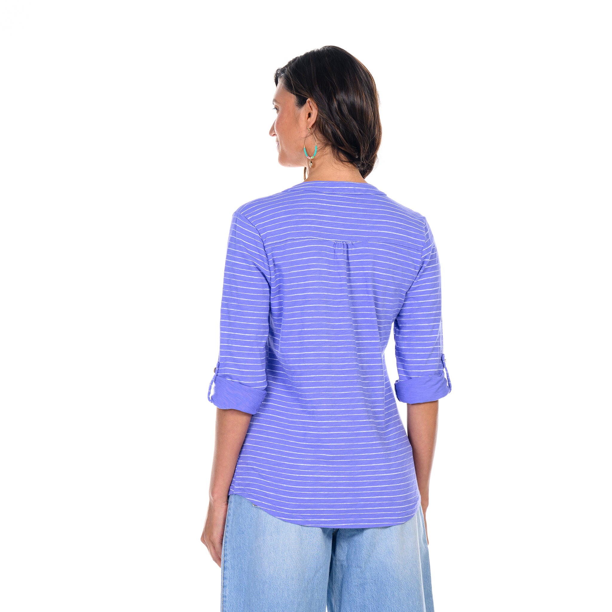 Ocean Stripe Buttonside Henley