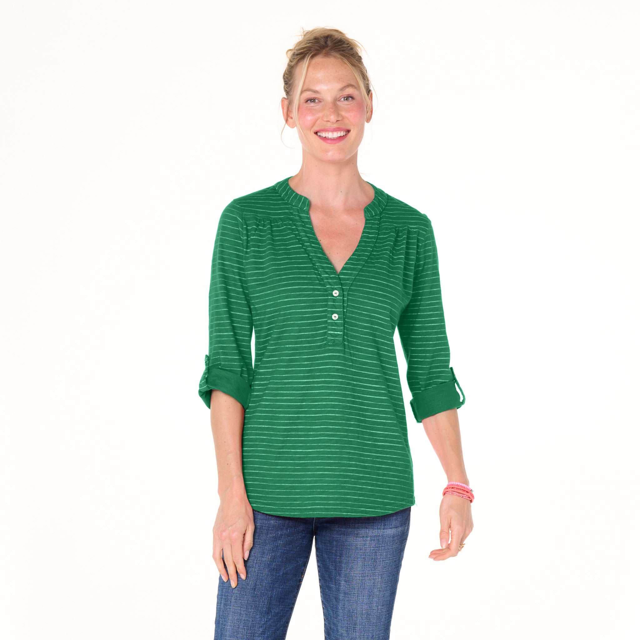 Ocean Stripe Buttonside Henley - 2025 Fall Colors