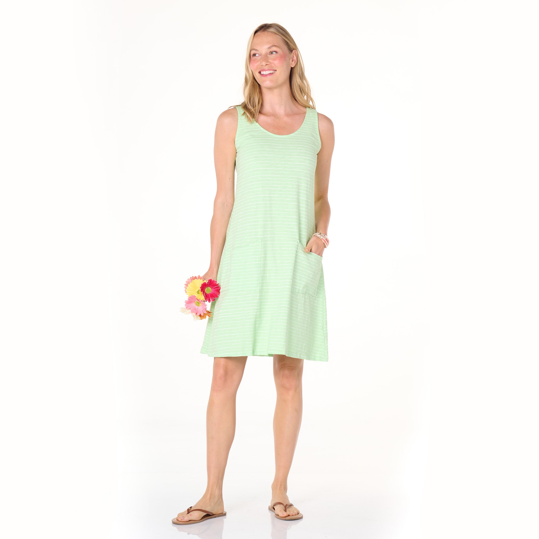 Ocean Stripe Drape Dress