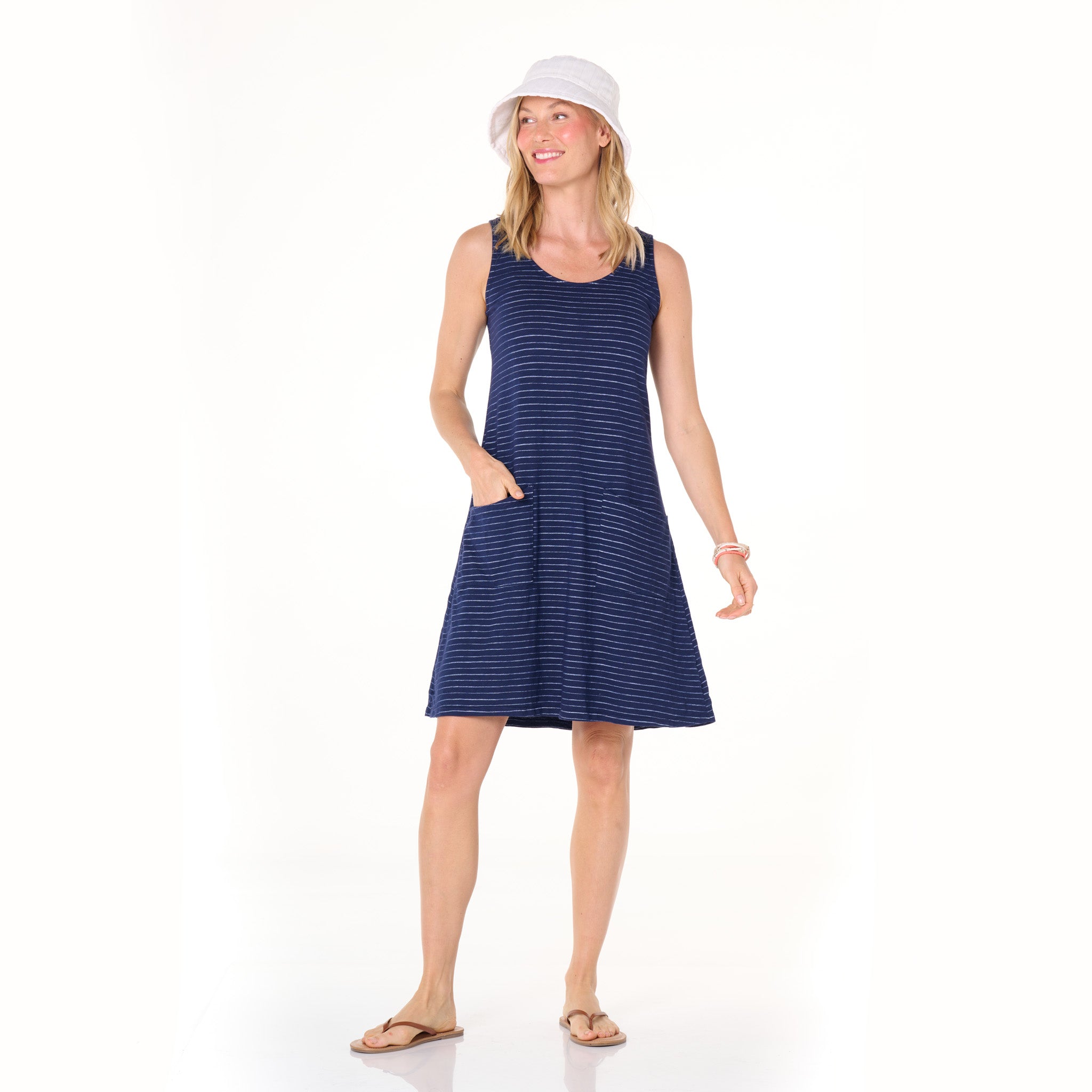 Ocean Stripe Drape Dress