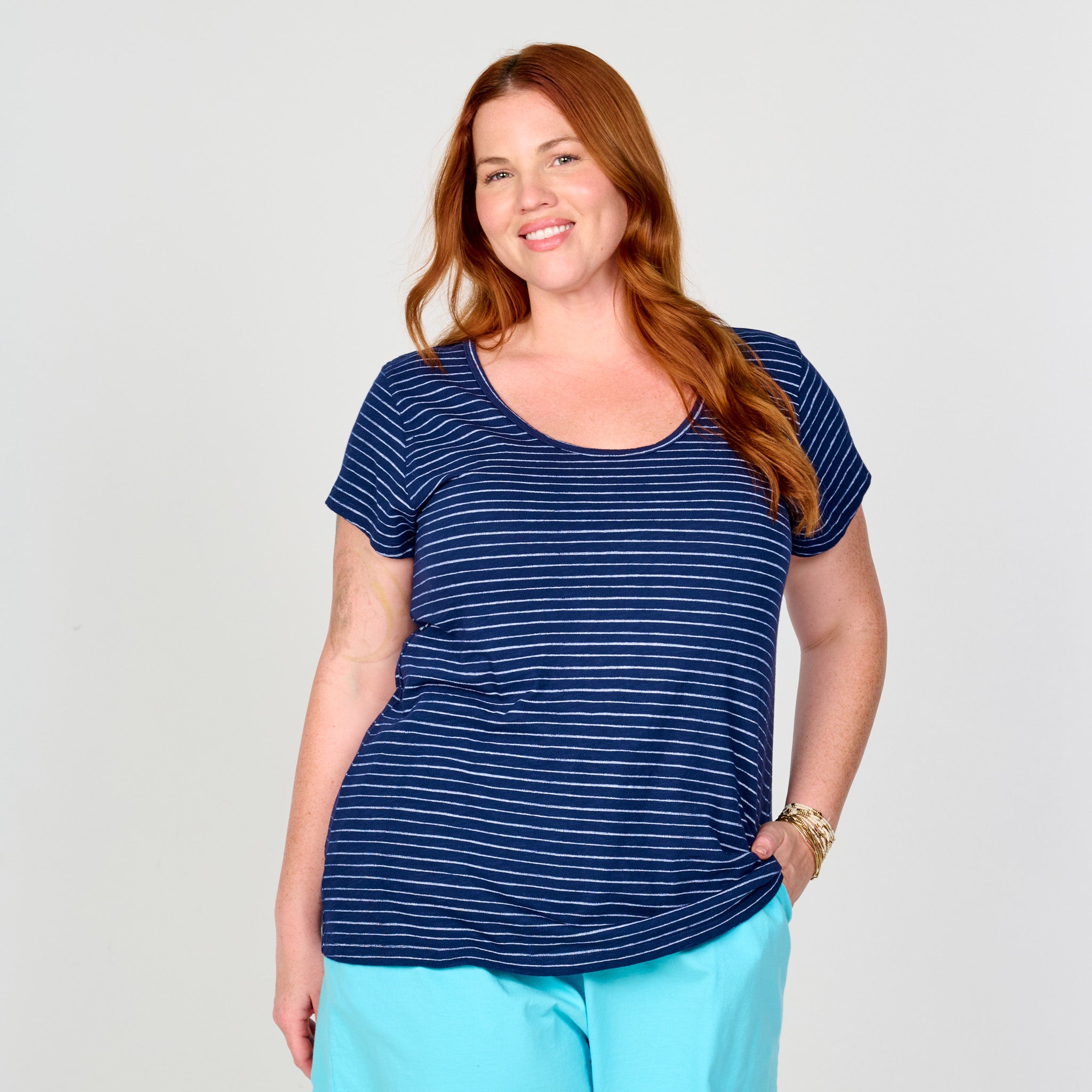 Ocean Stripe Vintage Scoop Neck T | Plus Size
