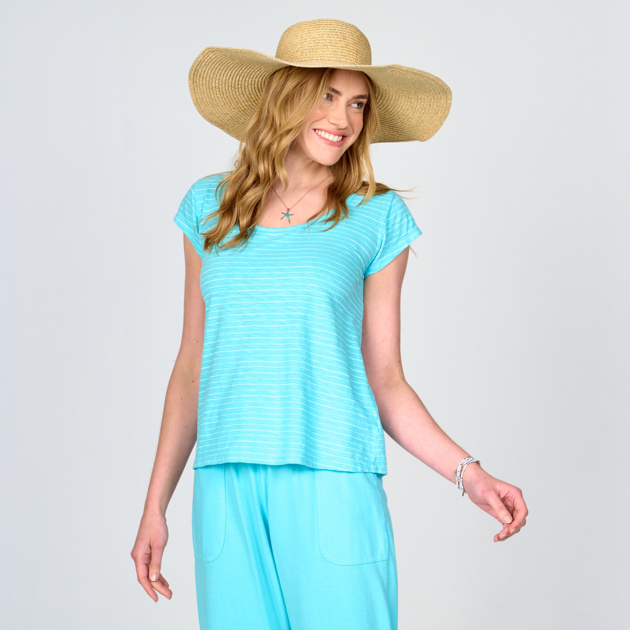 Ocean Stripe Vintage Scoop Neck T