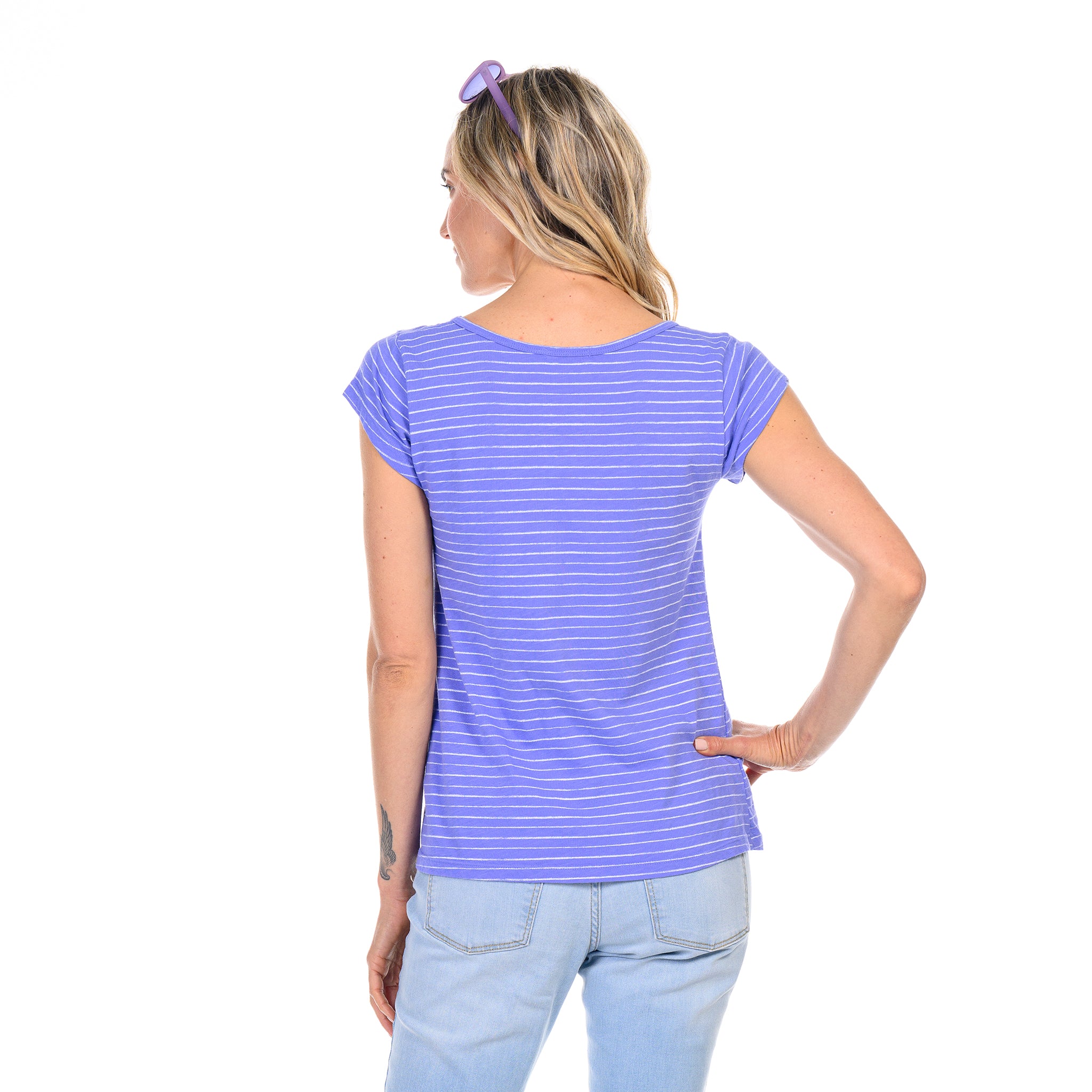 Ocean Stripe Vintage Scoop Neck T