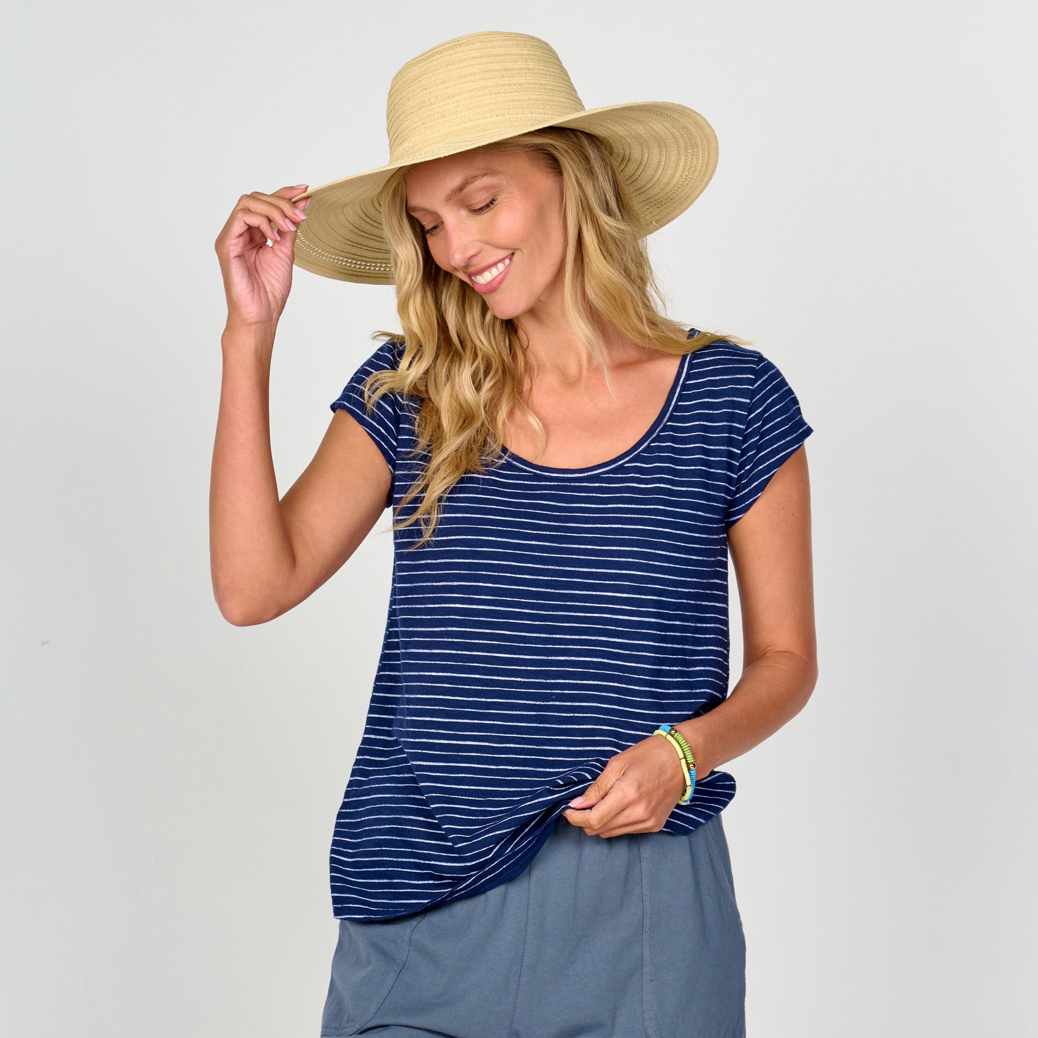 Ocean Stripe Vintage Scoop Neck T