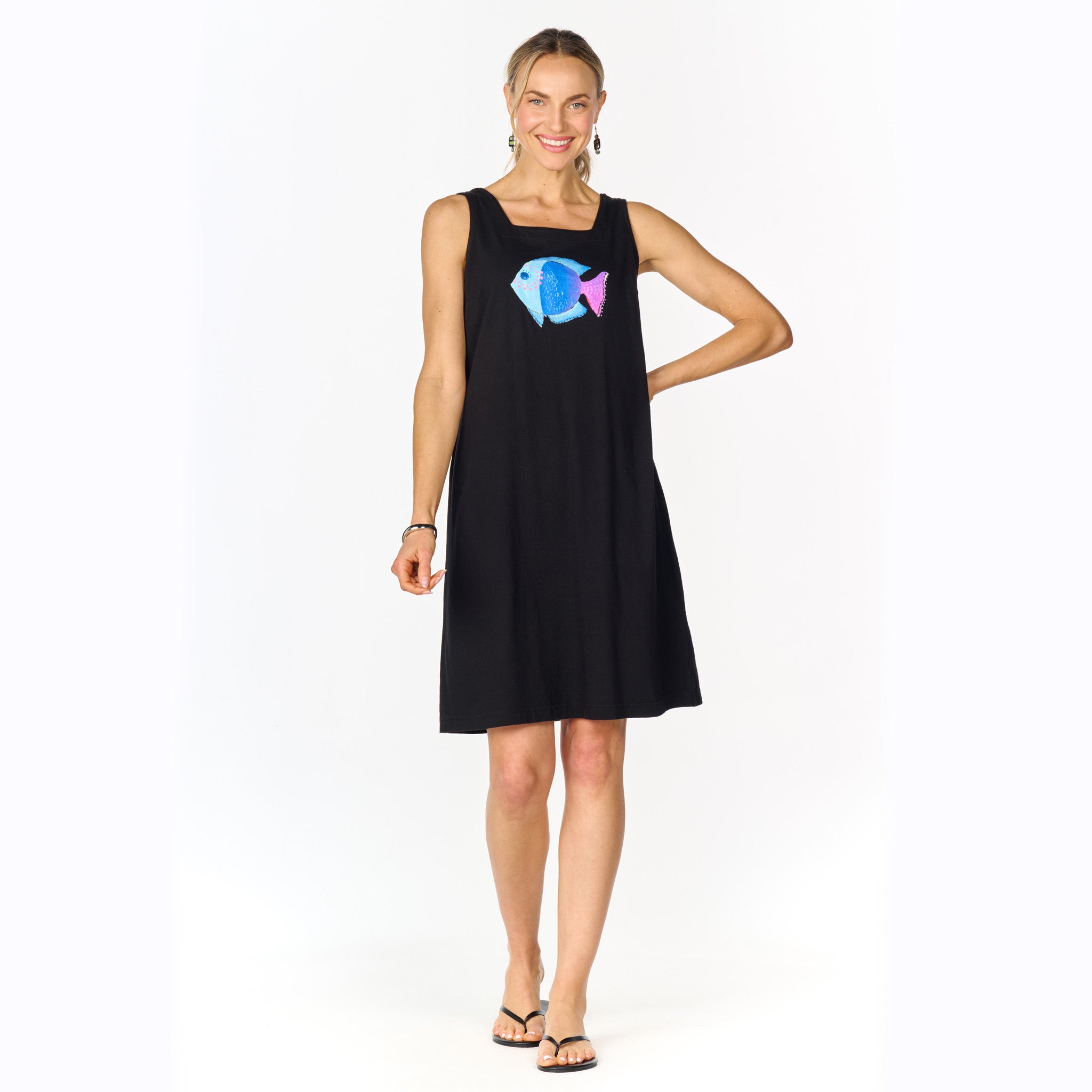 Ombre Fish Square Neck Dress