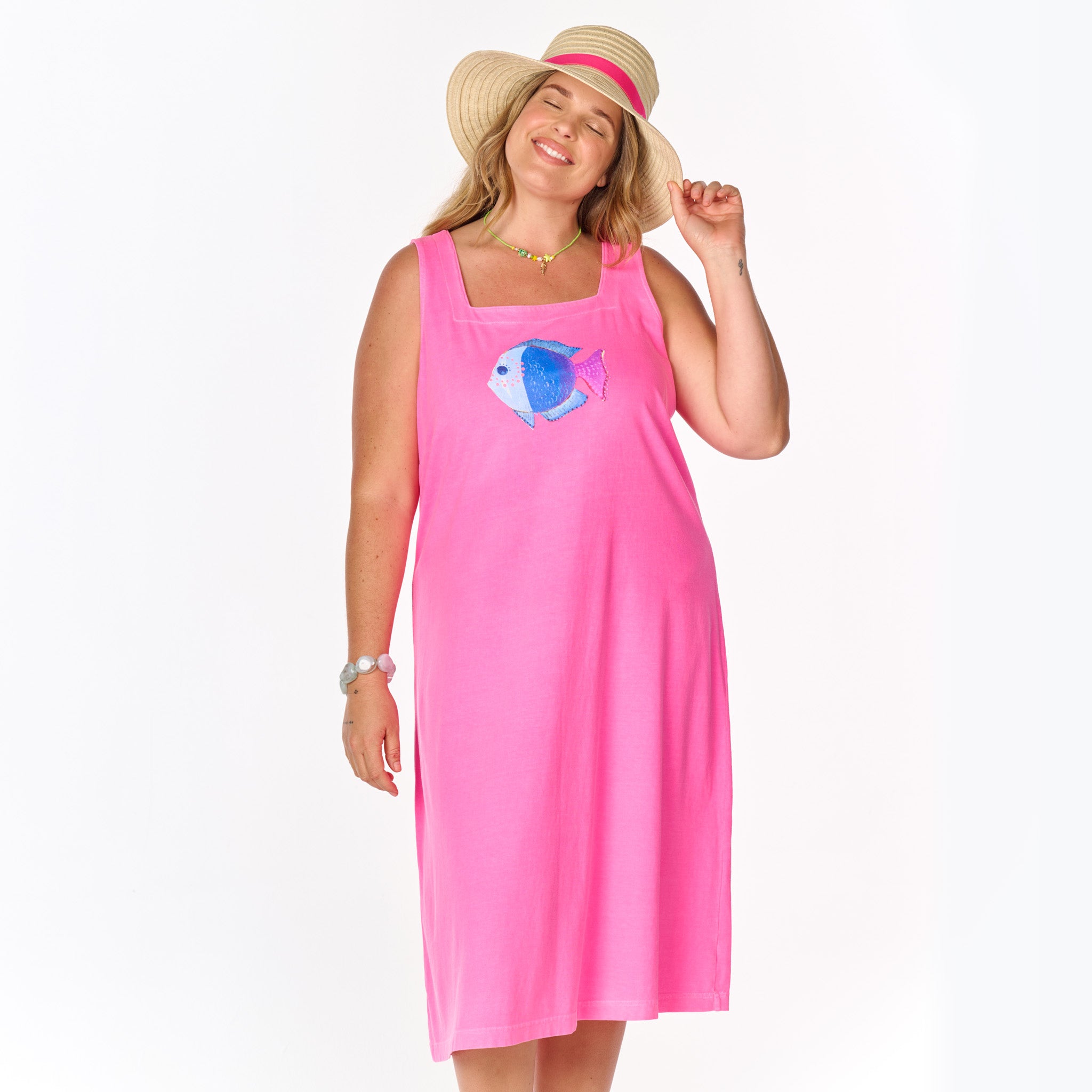 Ombre Fish Square Neck Dress | Plus Size