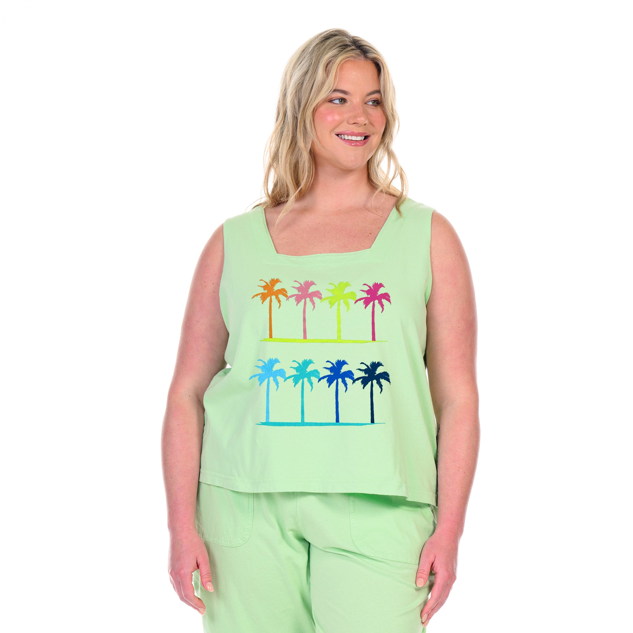 Palm Hues Boxy Tank | Plus Size
