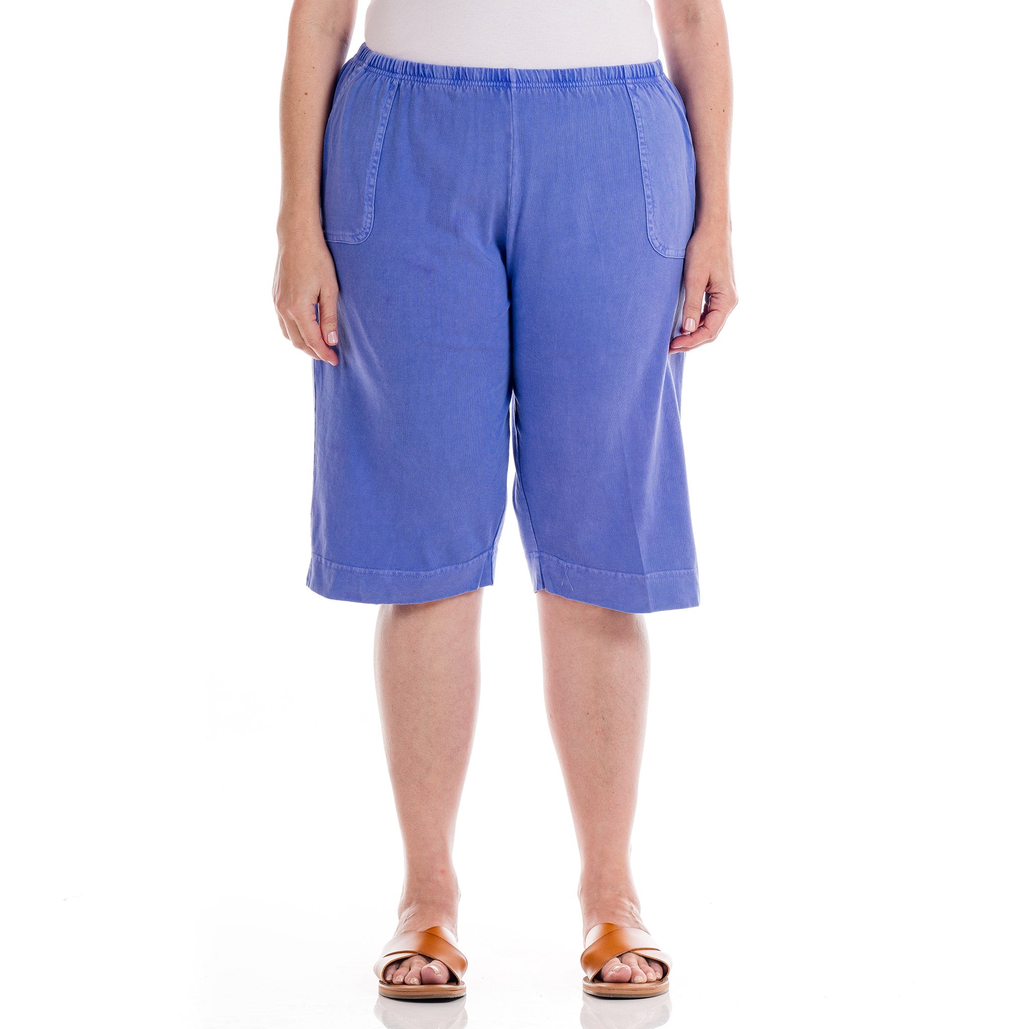 blue plus size pedal pusher