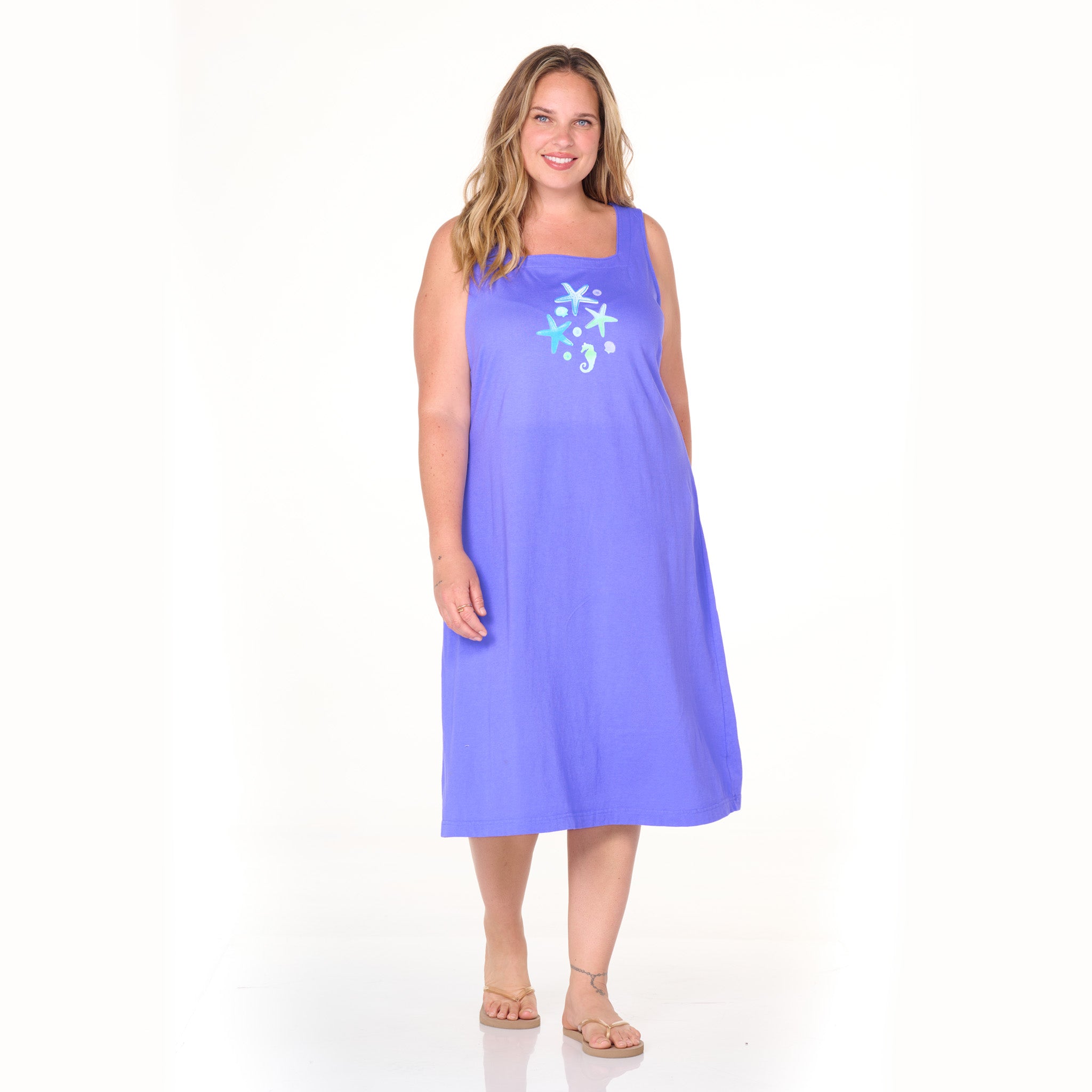 Scattered Shells Square Neck Dress | Plus Size