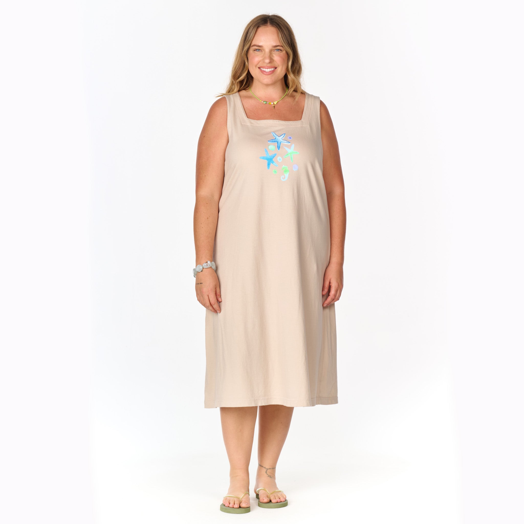 Scattered Shells Square Neck Dress | Plus Size