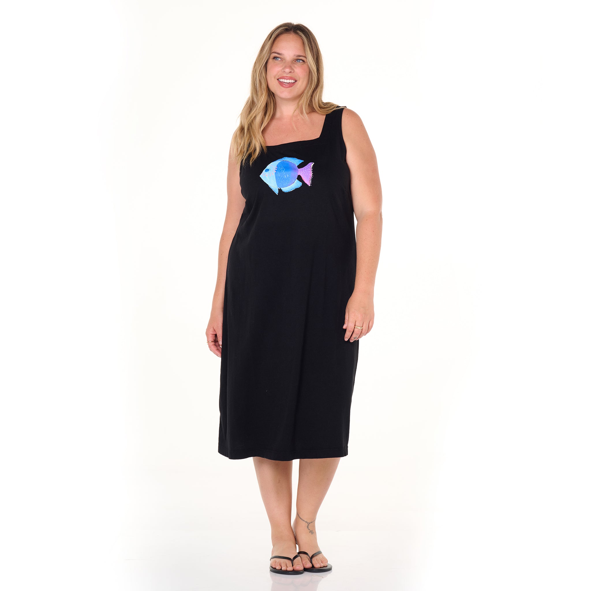 Ombre Fish Square Neck Dress | Plus Size