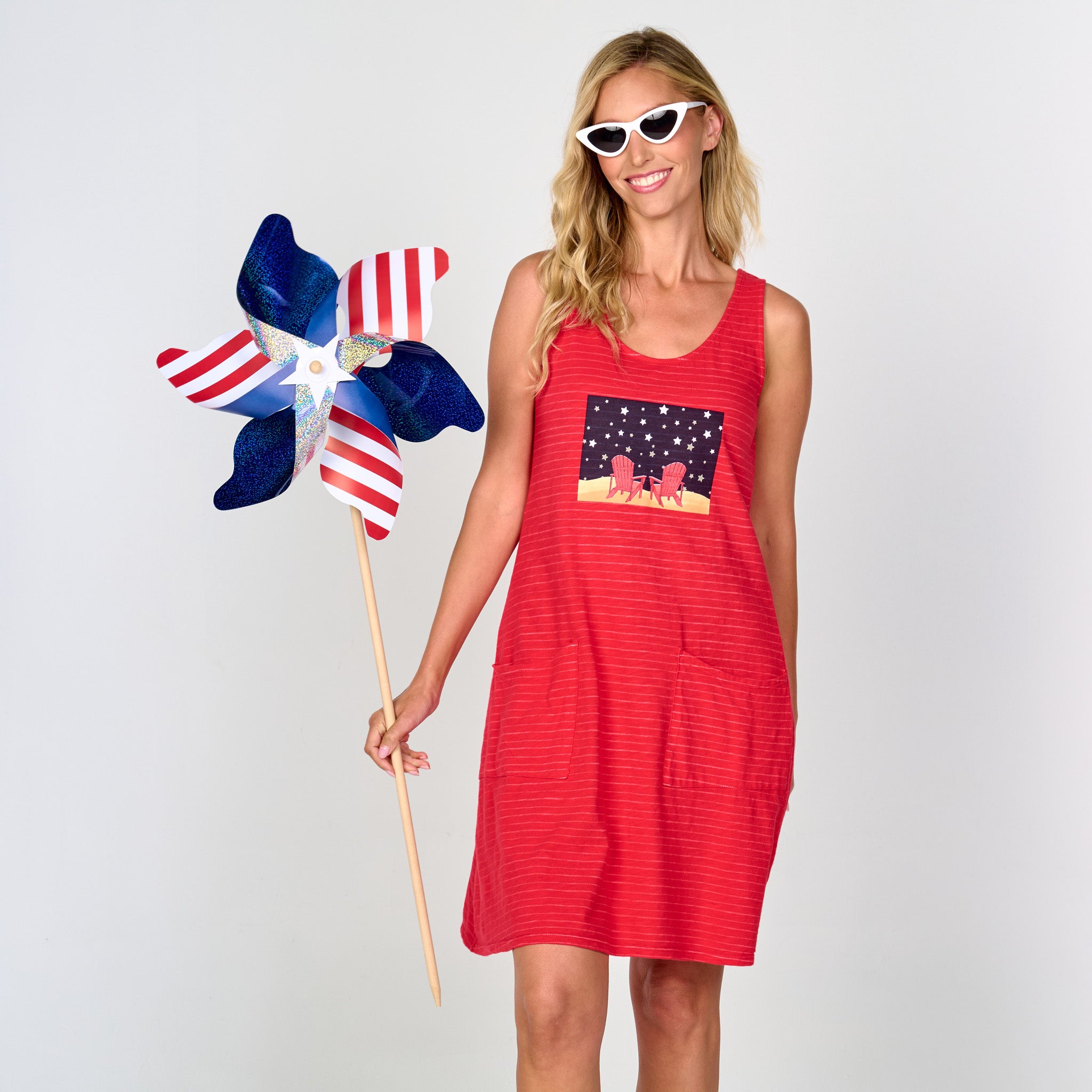 Starry Night Ocean Stripe Drape Dress