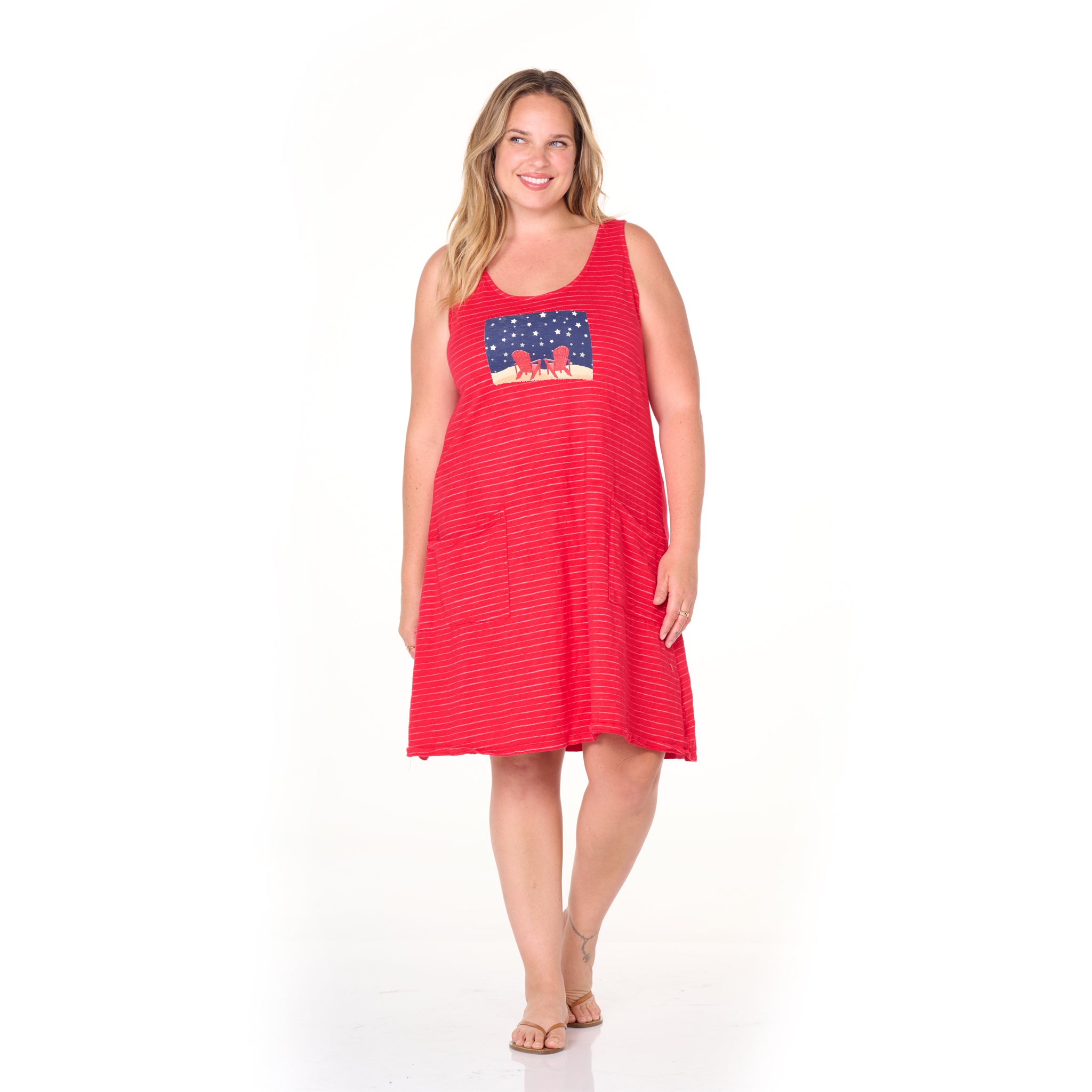 Starry Night Ocean Stripe Drape Dress | Plus Size