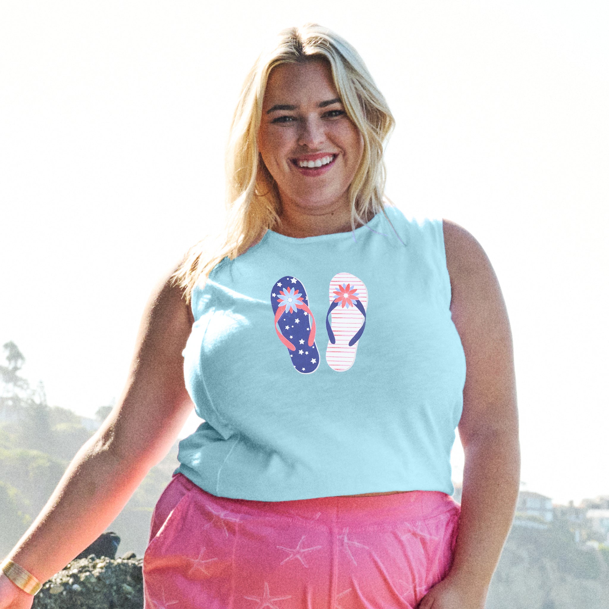 Stars & Stripes Flip Flop Chloe Tank | Plus Size