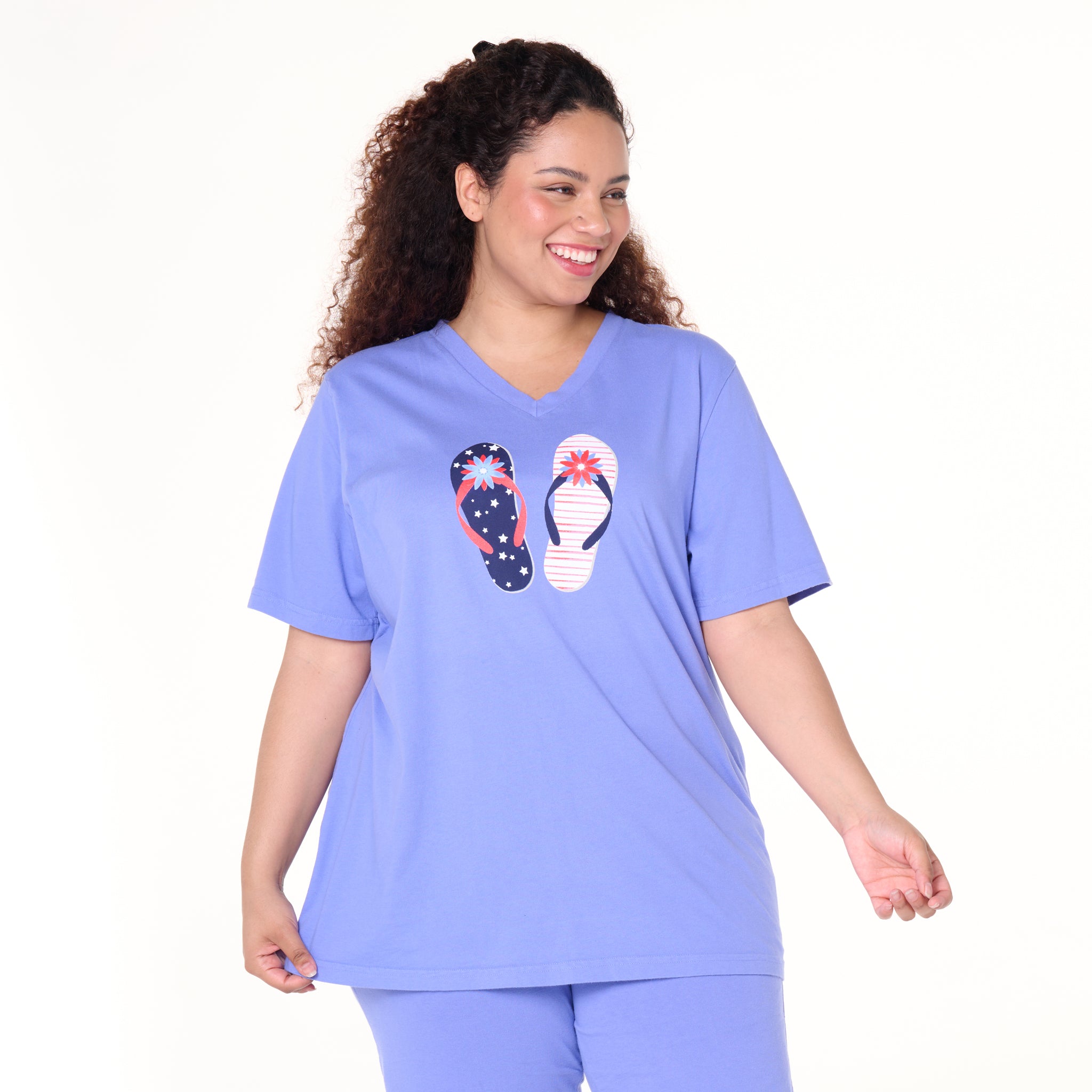 Stars & Stripes Flip Flop V-Neck T | Plus Size