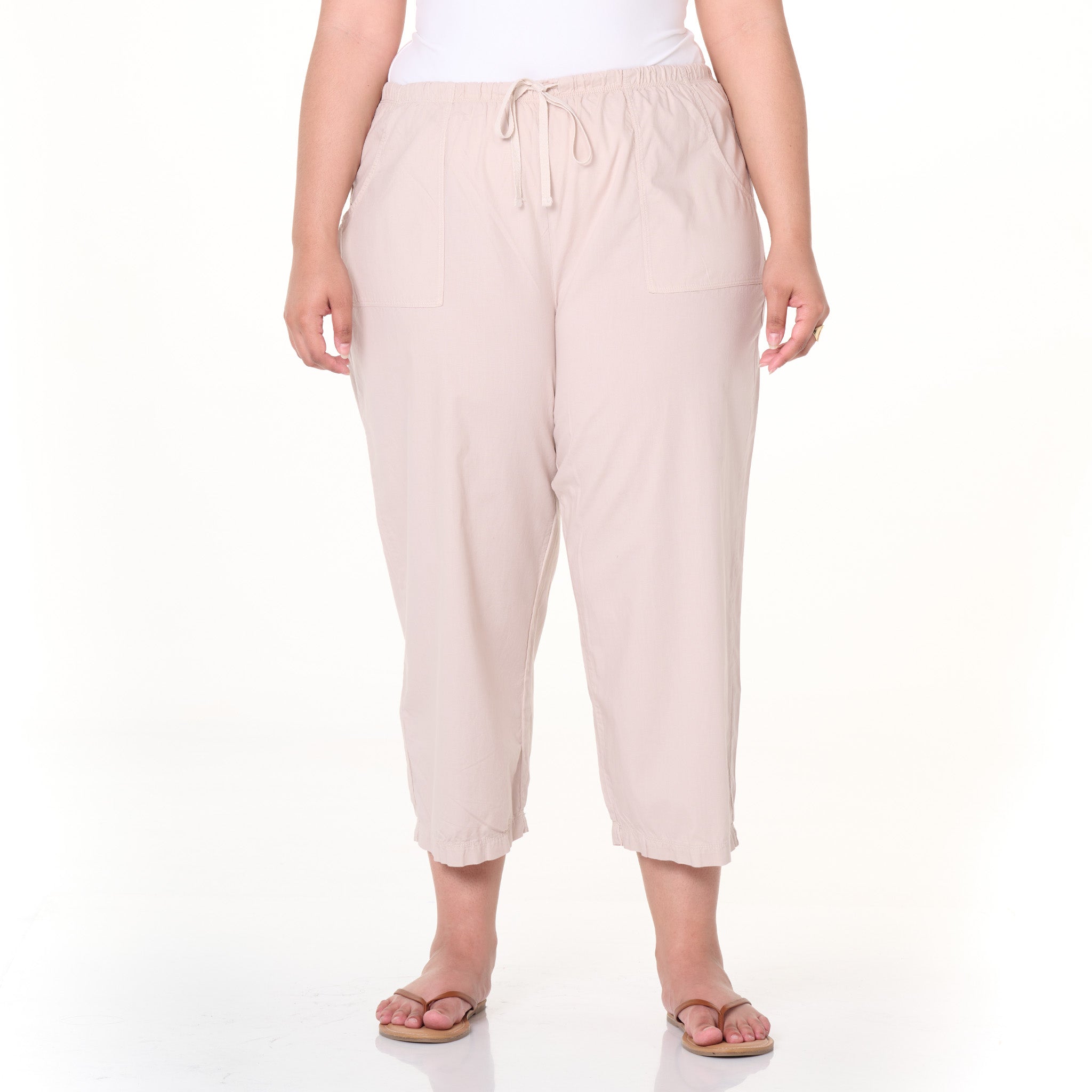 Topstitch Sheeting Capris | Plus Size