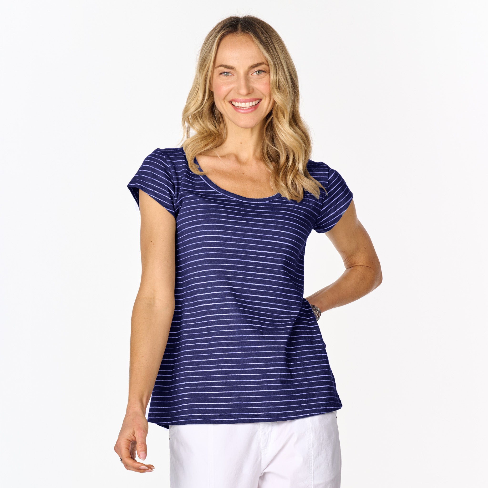 Ocean Stripe Vintage Scoop Neck T | Plus Size