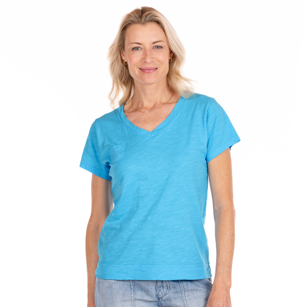 Blue Fin Heritage Logo Fem Cotton V-neck T-shirt