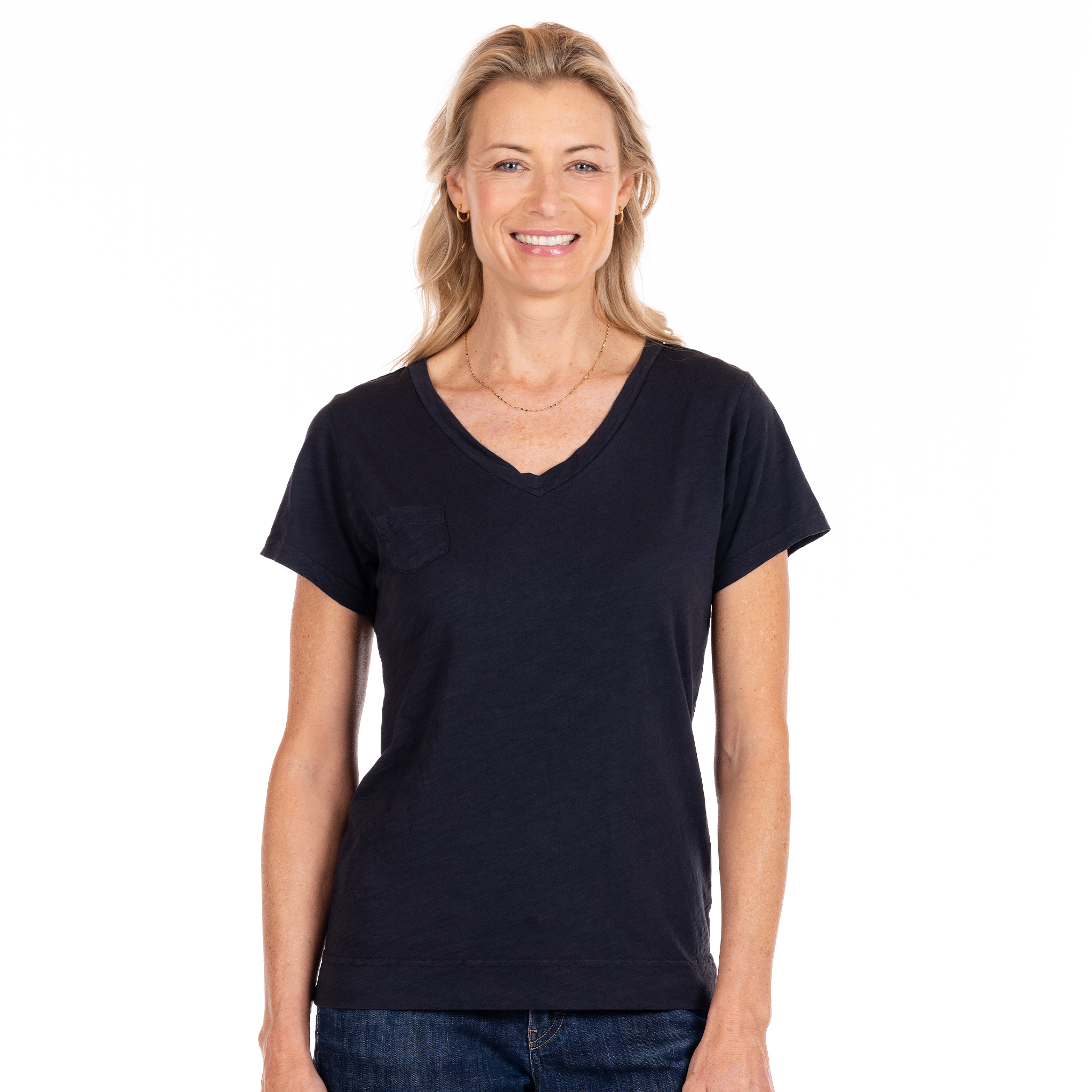 Black Heritage Logo Fem Cotton V-neck T-shirt
