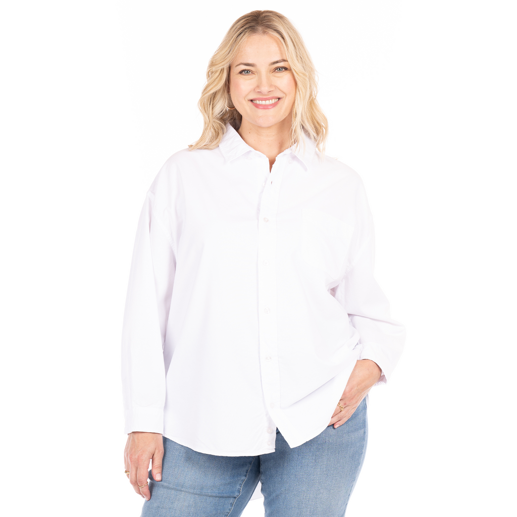 Womens plus size oxford button down collar shirts sales