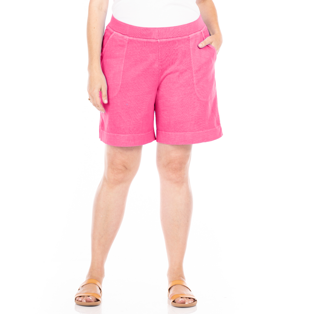 pink plus size jersey shorts