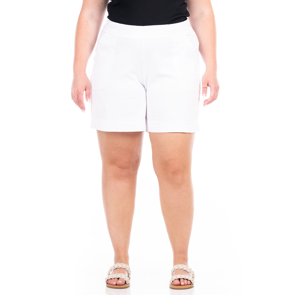 white plus size jersey shorts