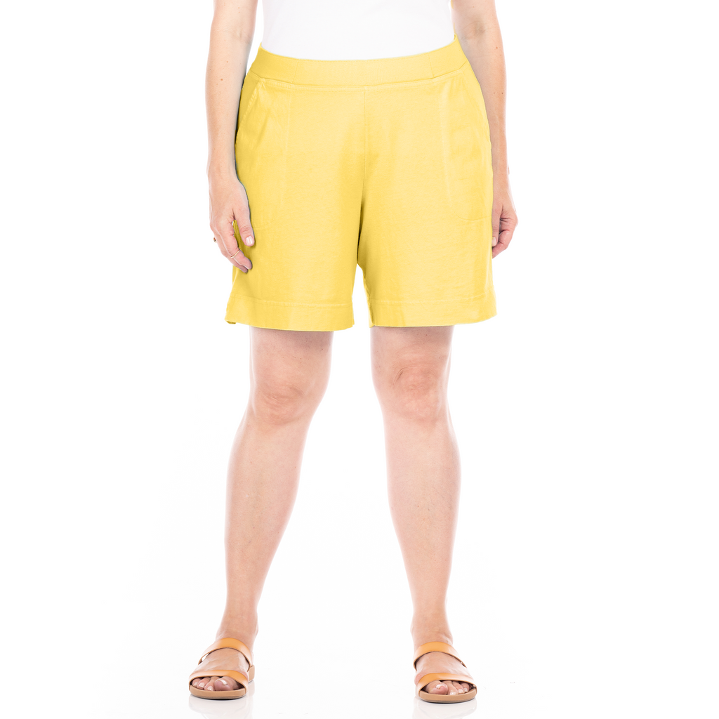 yellow plus size jersey shorts