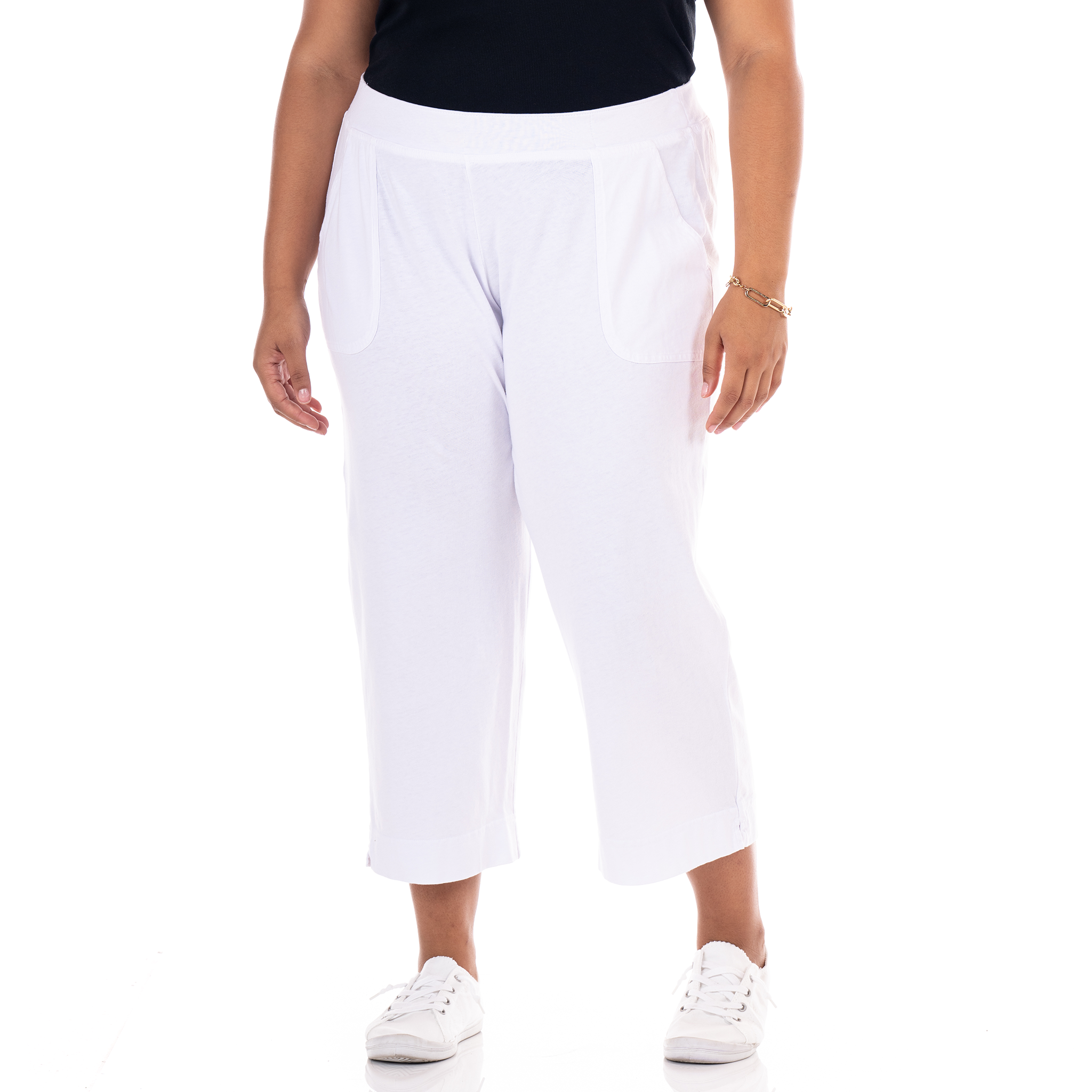 plus size capris white