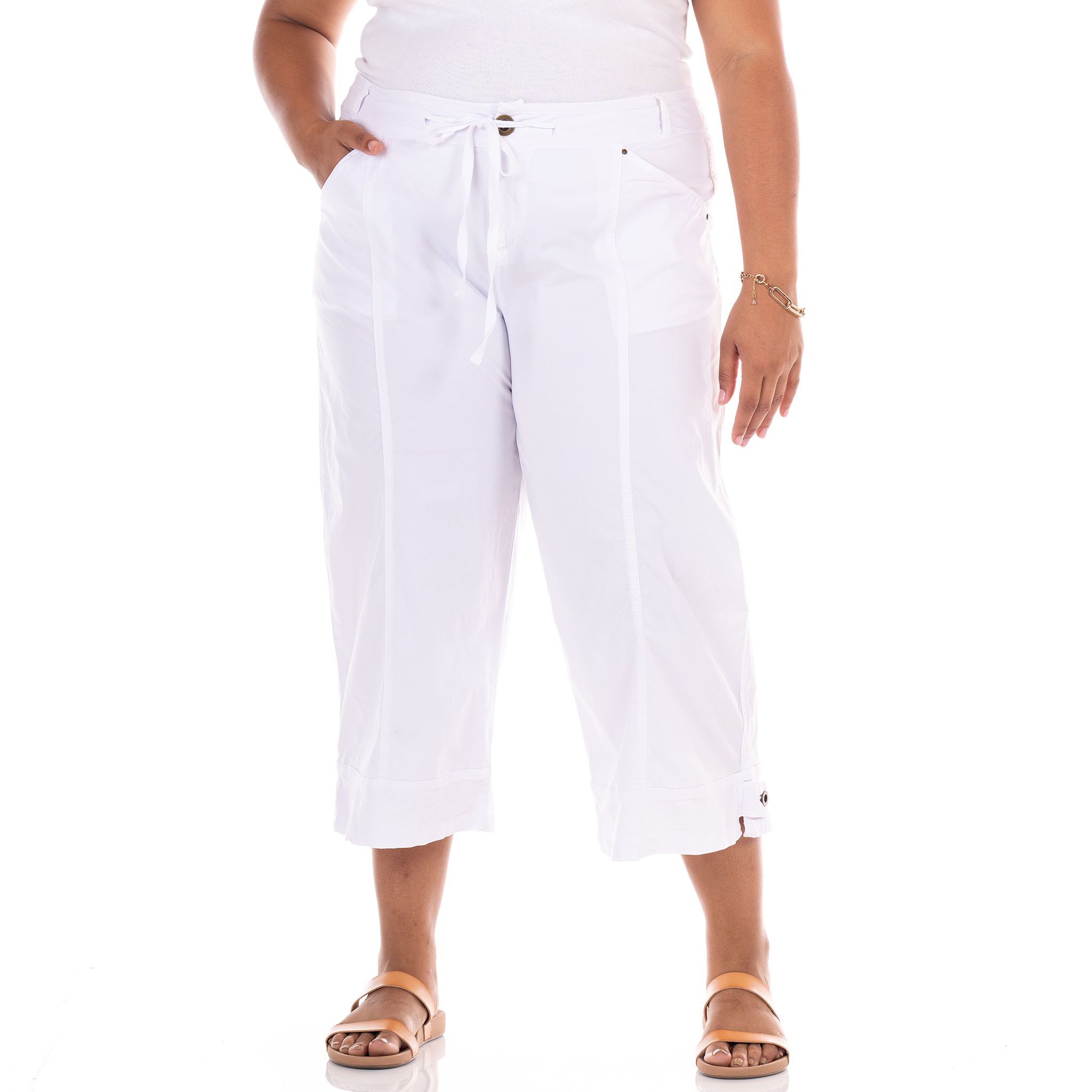 plus size capris white